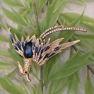 Rhinestone Blue Phoenix Brooch/ Necklace
